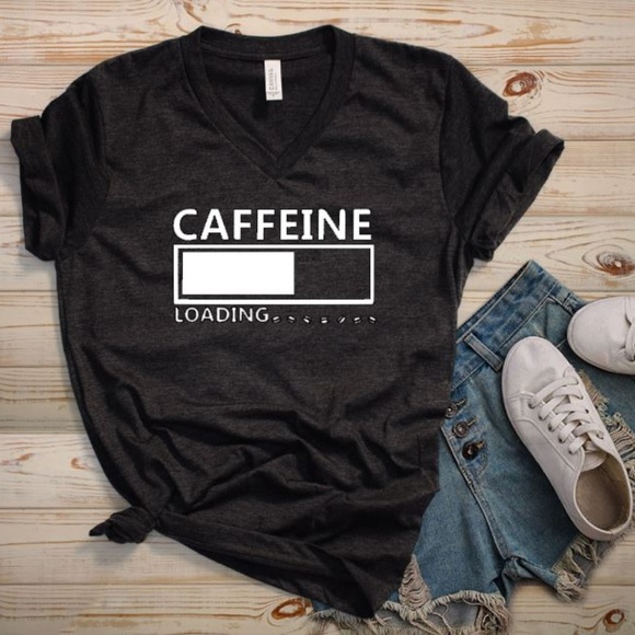 Plum Creek Boutique Tops - NEW TShirt with Sayings - Caffeine Loading - Black
